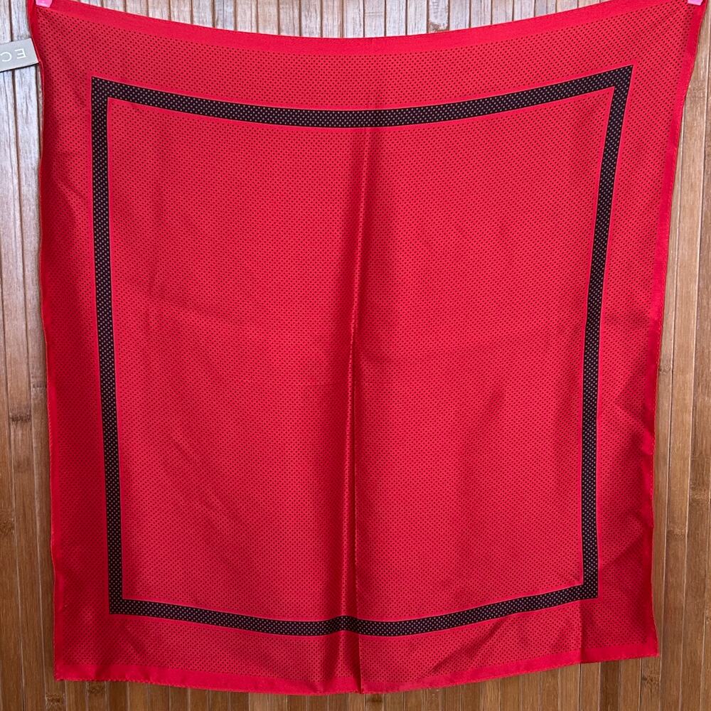Echo Silk Scarf Red Navy Blue Polka Dot Square Neck/Bag Scarf